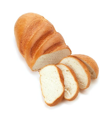 simsearch:400-04421047,k - Sliced long loaf bread. Isolated on white Foto de stock - Super Valor sin royalties y Suscripción, Código: 400-06920134