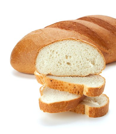 simsearch:400-04421047,k - Sliced loaf bread. Closeup. Isolated on white Foto de stock - Super Valor sin royalties y Suscripción, Código: 400-06920138