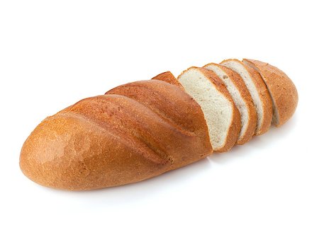 simsearch:400-04421047,k - Sliced long loaf bread. Isolated on white Foto de stock - Super Valor sin royalties y Suscripción, Código: 400-06920132