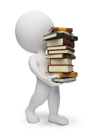 simsearch:400-04477480,k - 3d small people carrying books. 3d image. Isolated white background. Photographie de stock - Aubaine LD & Abonnement, Code: 400-06920297