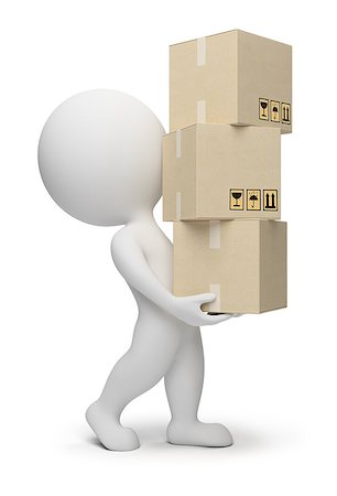 3d small people carrying cardboard boxes. 3d image. Isolated white background. Foto de stock - Super Valor sin royalties y Suscripción, Código: 400-06920292