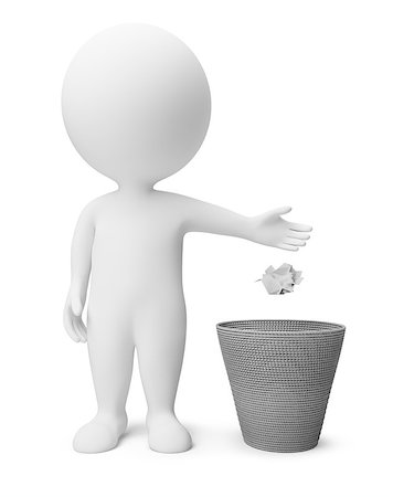 simsearch:400-04845054,k - 3d small people throwing dust in a garbage basket. 3d image. Isolated white background. Stockbilder - Microstock & Abonnement, Bildnummer: 400-06920315