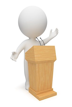 person talking podium microphone - 3d small people speaking from a tribune. 3d image. Isolated white background. Stock Photo - Budget Royalty-Free & Subscription, Code: 400-06920340