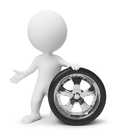 simsearch:400-06069419,k - 3d small people with a wheel. 3d image. Isolated white background. Stock Photo - Budget Royalty-Free & Subscription, Code: 400-06920379