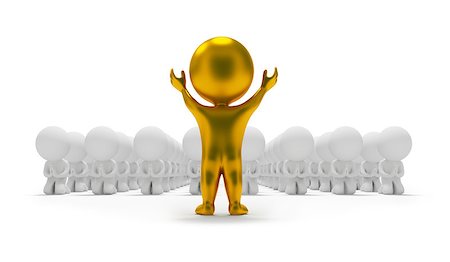 3d small people worshipping to a gold idol. 3d image. Isolated white background. Stock Photo - Budget Royalty-Free & Subscription, Code: 400-06920383