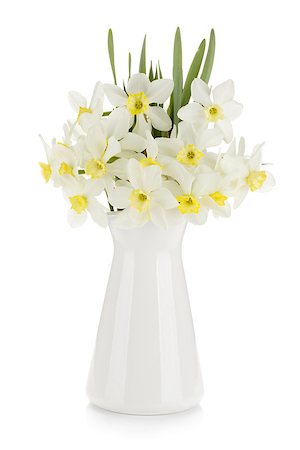 easter lily background - Bouquet of white daffodils. Isolated on white background Stock Photo - Budget Royalty-Free & Subscription, Code: 400-06920694