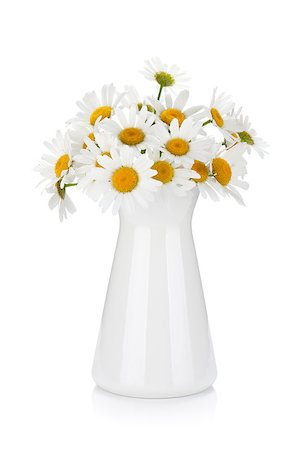 simsearch:400-07179442,k - Chamomile bouquet in vase. Isolated on white background Stock Photo - Budget Royalty-Free & Subscription, Code: 400-06920718