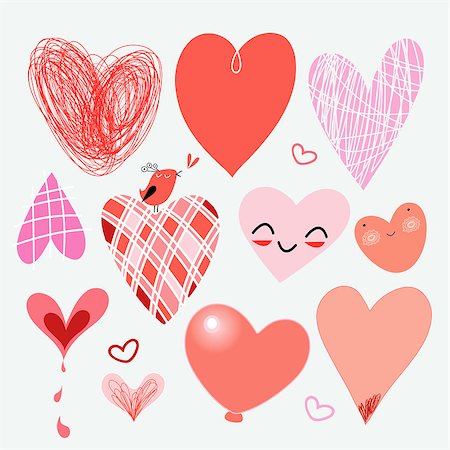 simsearch:400-07933418,k - Lovely set of different hearts for the holiday Photographie de stock - Aubaine LD & Abonnement, Code: 400-06920837