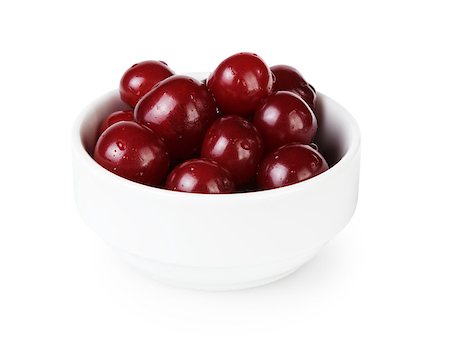 simsearch:400-06921455,k - ripe cherries in bowl, isolated on white Foto de stock - Super Valor sin royalties y Suscripción, Código: 400-06921455