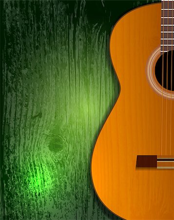 vector grungy poster with acoustic guitar, eps10 file, gradient mesh and transparency used Stock Photo - Budget Royalty-Free & Subscription, Code: 400-06921497