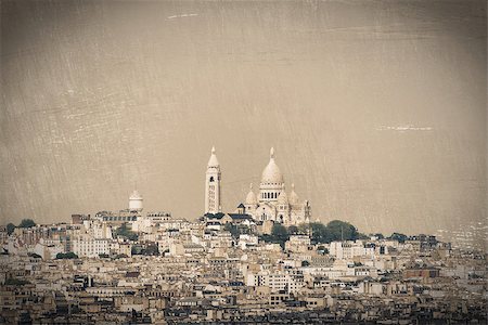 sacre coeur montmartre - Sacre-Coeur Basilica of Montmarte in Paris, France. Vintage effect. Stock Photo - Budget Royalty-Free & Subscription, Code: 400-06921650