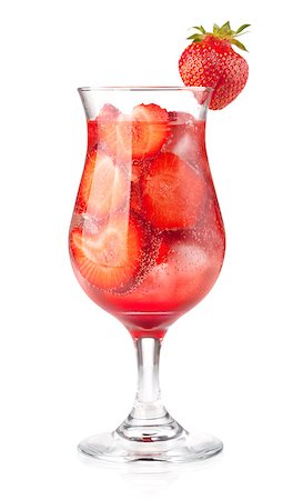 Strawberry fizz cocktail. Isolated on white background Stock Photo - Budget Royalty-Free & Subscription, Code: 400-06922360
