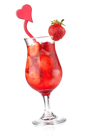 simsearch:400-06914551,k - Strawberry cocktail with heart decoration. Isolated on white background Stock Photo - Budget Royalty-Free & Subscription, Code: 400-06922361