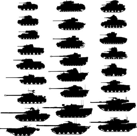 simsearch:400-06922670,k - Detailed Vector Illustration Of Tanks Silhouette. Isolated On White Stock Photo - Budget Royalty-Free & Subscription, Code: 400-06922667
