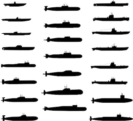 simsearch:400-06922670,k - Vector Silhouettes Of Russian And American Submarines Stock Photo - Budget Royalty-Free & Subscription, Code: 400-06922670