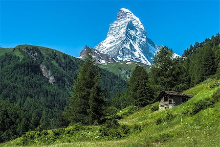 The Matterhorn seen from the village Zermatt, Switzerland Stock Photo - Budget Royalty-Free & Subscription, Code: 400-06922815