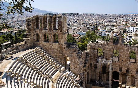 simsearch:400-06922893,k - The Odeon of Herodes Atticus is a stone theatre structure located on the southwest slope of the Acropolis of Athens. Stock Photo - Budget Royalty-Free & Subscription, Code: 400-06922890