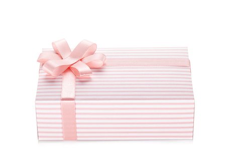 simsearch:400-04805110,k - Pink gift box with ribbon and bow. Isolated on white background Stock Photo - Budget Royalty-Free & Subscription, Code: 400-06923160