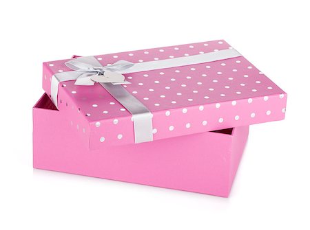 simsearch:400-04805110,k - Pink gift box with ribbon and bow. Isolated on white background Stock Photo - Budget Royalty-Free & Subscription, Code: 400-06923178
