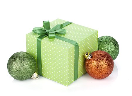 simsearch:400-04805110,k - Colorful gift boxes with ribbon and bow and christmas baubles. Isolated on white background Stock Photo - Budget Royalty-Free & Subscription, Code: 400-06923296