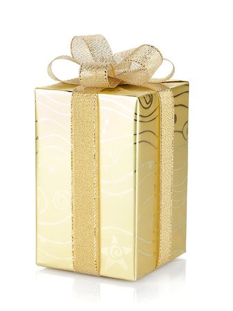 simsearch:400-05674434,k - Gift box with ribbon and bow. Isolated on white background Stock Photo - Budget Royalty-Free & Subscription, Code: 400-06923299