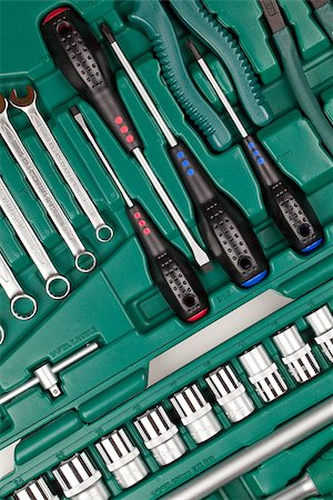 Tools in toolbox. Closeup. Isolated on white background Stockbilder - Microstock & Abonnement, Bildnummer: 400-06923344
