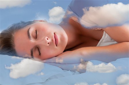 ruigsantos (artist) - Woman sleeping in the clouds and dreaming Fotografie stock - Microstock e Abbonamento, Codice: 400-06923679
