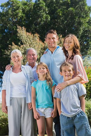 simsearch:693-03304775,k - Happy family and grandparents in the countryside smiling at camera Stock Photo - Budget Royalty-Free & Subscription, Code: 400-06934098