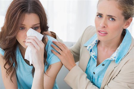 simsearch:400-04124768,k - Therapist with her patient crying looking at camera in office Stock Photo - Budget Royalty-Free & Subscription, Code: 400-06932777