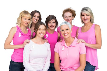 simsearch:400-06932882,k - Beautiful women posing and wearing pink for breast cancer on white background Stock Photo - Budget Royalty-Free & Subscription, Code: 400-06932883