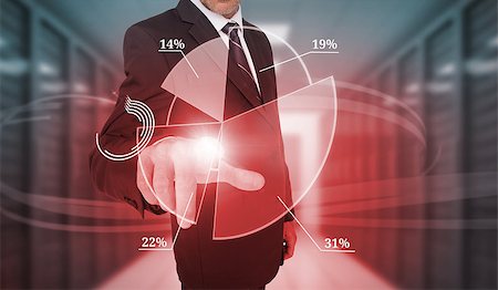 simsearch:400-06933908,k - Businessman selecting futuristic pie chart interface in data center Stock Photo - Budget Royalty-Free & Subscription, Code: 400-06933898
