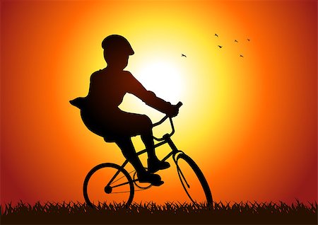 extreme bicycle vector - Silhouette illustration of a boy riding a bicycle Stock Photo - Budget Royalty-Free & Subscription, Code: 400-06944008