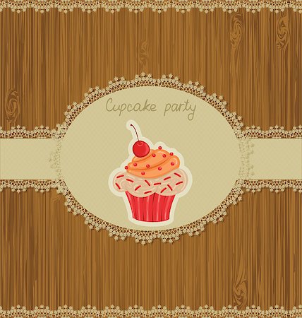 Invitation card for cupcake party Stock Photo - Budget Royalty-Free & Subscription, Code: 400-06944017