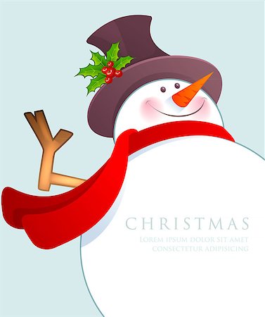 simsearch:400-07896754,k - Vector illustration of Christmas Snowman Photographie de stock - Aubaine LD & Abonnement, Code: 400-06944047
