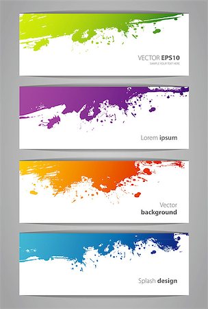Vector illustration of Set of color stickers with splash Photographie de stock - Aubaine LD & Abonnement, Code: 400-06944050