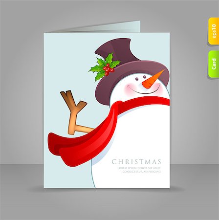 simsearch:400-07896754,k - Vector illustration of Gift card with funy snowman Photographie de stock - Aubaine LD & Abonnement, Code: 400-06944067