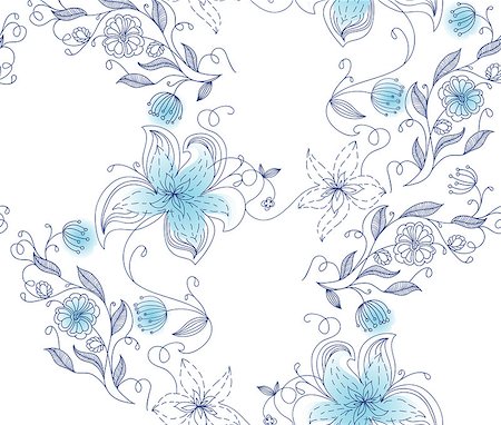 Vector illustration of Floral seamless pattern Stock Photo - Budget Royalty-Free & Subscription, Code: 400-06944160