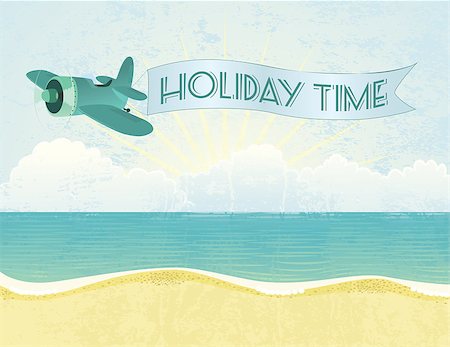 Summer grunge textured background with plane and banner. Fotografie stock - Microstock e Abbonamento, Codice: 400-06944419