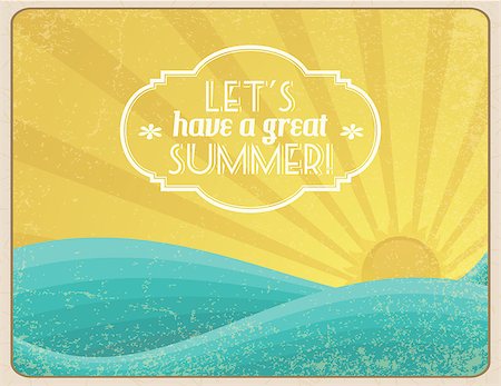Grunge framed sunset on the ocean with banner. Fotografie stock - Microstock e Abbonamento, Codice: 400-06944427