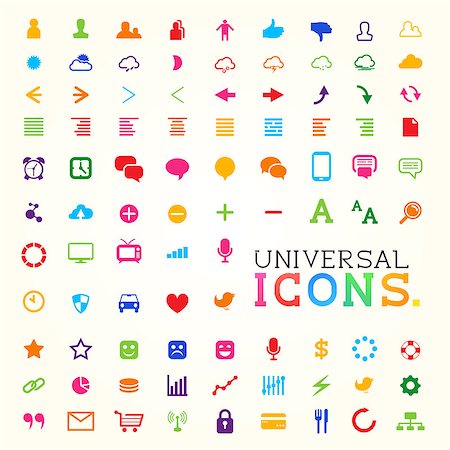 Colourful Icon Set, Vector illustration. Stock Photo - Budget Royalty-Free & Subscription, Code: 400-06944557