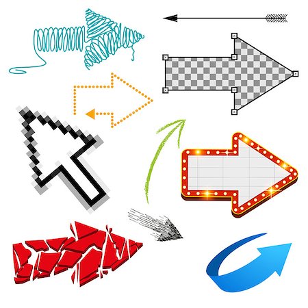 Assorted Arrow Collection - various arrow designs. Stock Photo - Budget Royalty-Free & Subscription, Code: 400-06944558