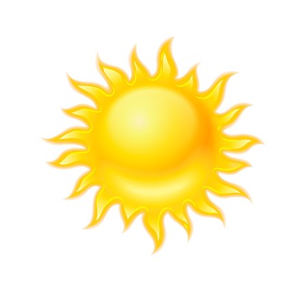 Hot yellow sun icon isolated on white background Stockbilder - Microstock & Abonnement, Bildnummer: 400-06944579