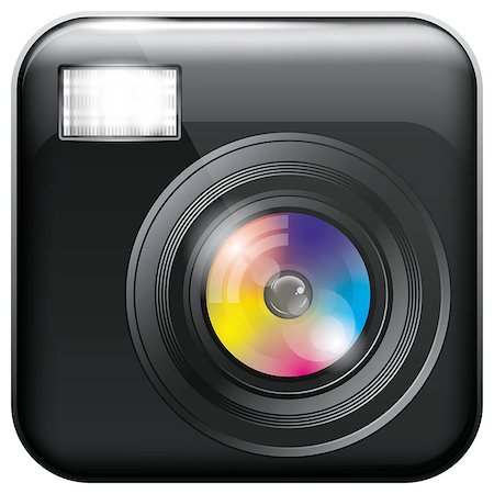 Vector app icon with camera lens and flash light for web applications Foto de stock - Super Valor sin royalties y Suscripción, Código: 400-06944720