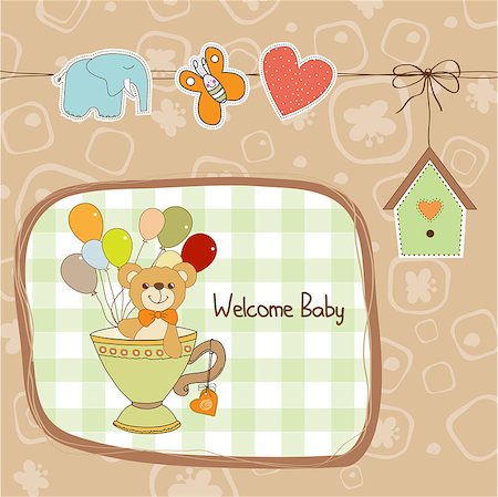 simsearch:400-06060645,k - baby shower card with cute teddy bear Stock Photo - Budget Royalty-Free & Subscription, Code: 400-06944804