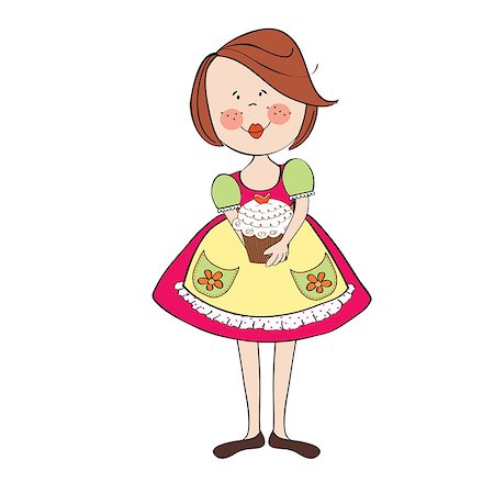 girl with birthday cake, illustration in vector format Stock Photo - Budget Royalty-Free & Subscription, Code: 400-06944814