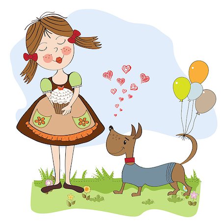 girl with birthday cake, illustration in vector format Photographie de stock - Aubaine LD & Abonnement, Code: 400-06944810