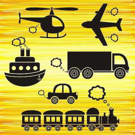 simsearch:400-05338234,k - set of black transport icons on yellow background Fotografie stock - Microstock e Abbonamento, Codice: 400-06944865