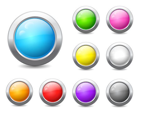 Set of colored round buttons with wavy reflections Stock Photo - Budget Royalty-Free & Subscription, Code: 400-06944931