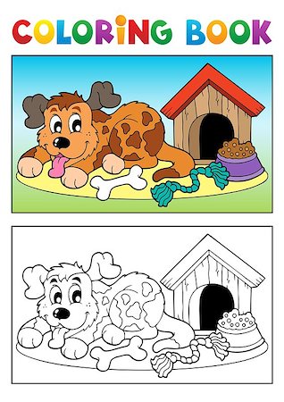 simsearch:400-05686866,k - Coloring book dog theme 3 - eps10 vector illustration. Fotografie stock - Microstock e Abbonamento, Codice: 400-06945036