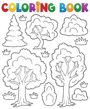simsearch:400-08621985,k - Coloring book tree theme 1 - eps10 vector illustration. Stock Photo - Budget Royalty-Free & Subscription, Code: 400-06945045